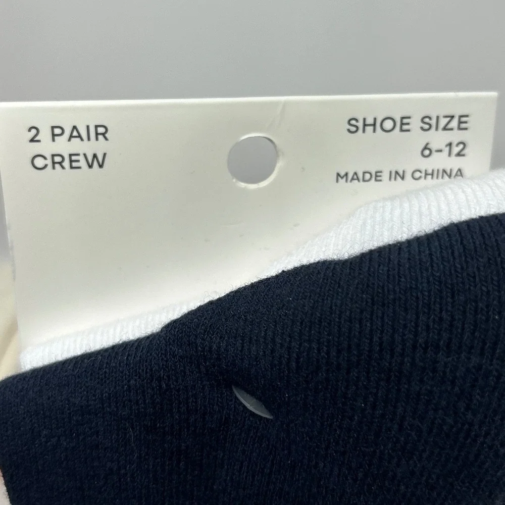 Fruit of the Loom 6 Pair Varsity Stripe Crew Socks Mens 6-12 White Navy Red New
